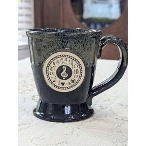 Handmade Sunset Hill Stoneware Mug Large Black Music Mallet Medallion